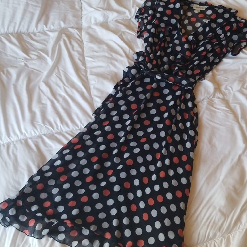 Polka Dot Flowing A-Line Dress